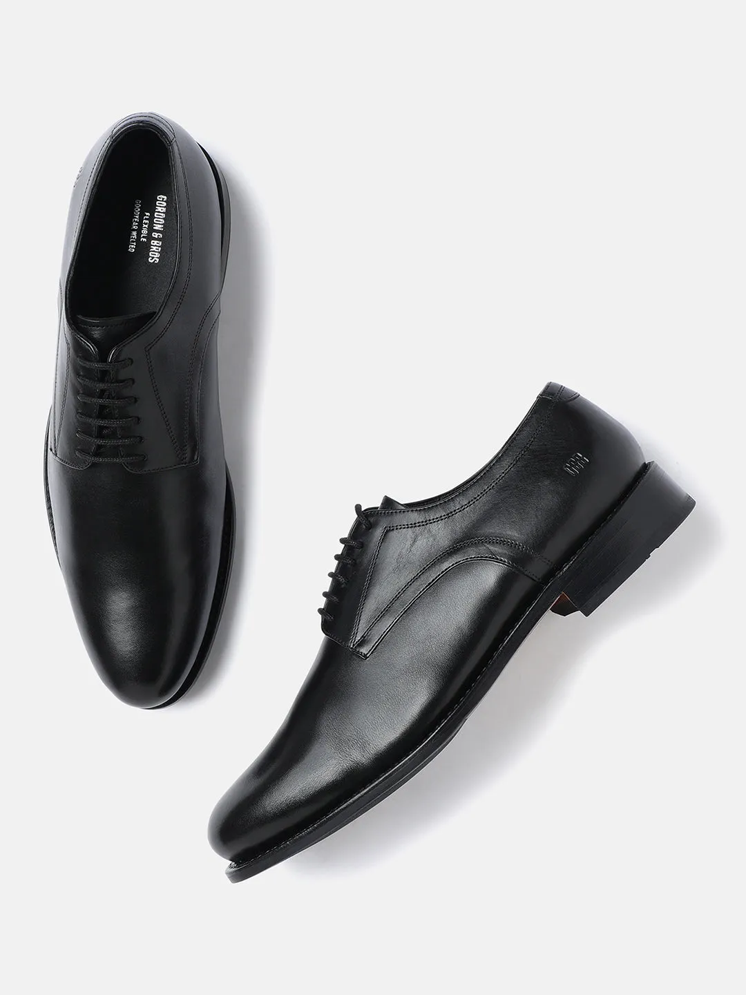 Gordon And Bros Adigo Black Men Plain Vamp Derby Lace Up Shoes