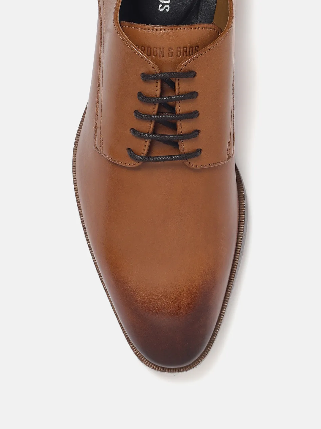 Gordon And Bros Antik Cognac Men Plain Derby Lace Up Shoes