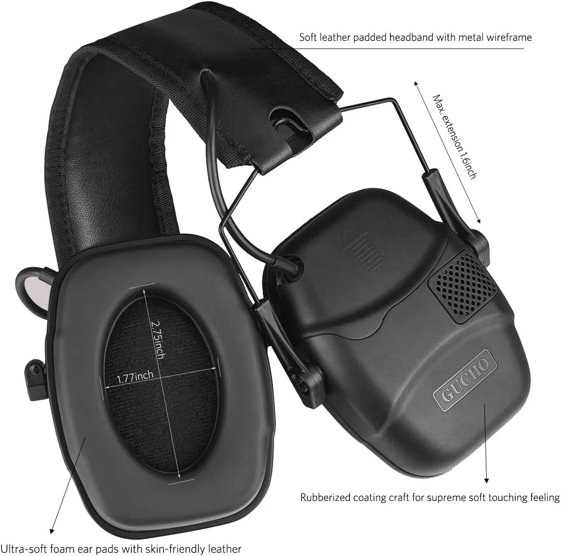 GUCHO Hearing Protection Ear Muffs,Shooting Range Ear Protection for Hunting Mowing