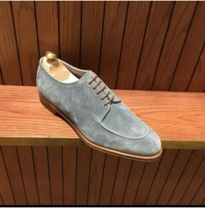 Handmade Gray Suede Lace-Up Dress Shoes