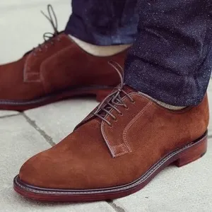 Handmade Men Brown Suede Leather Derby Shoes, Dress Shoes, Formal Shoes