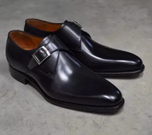 Handmade Men's Black Leather Monk Plain Round Toe Oxford Dress Formal Shoes