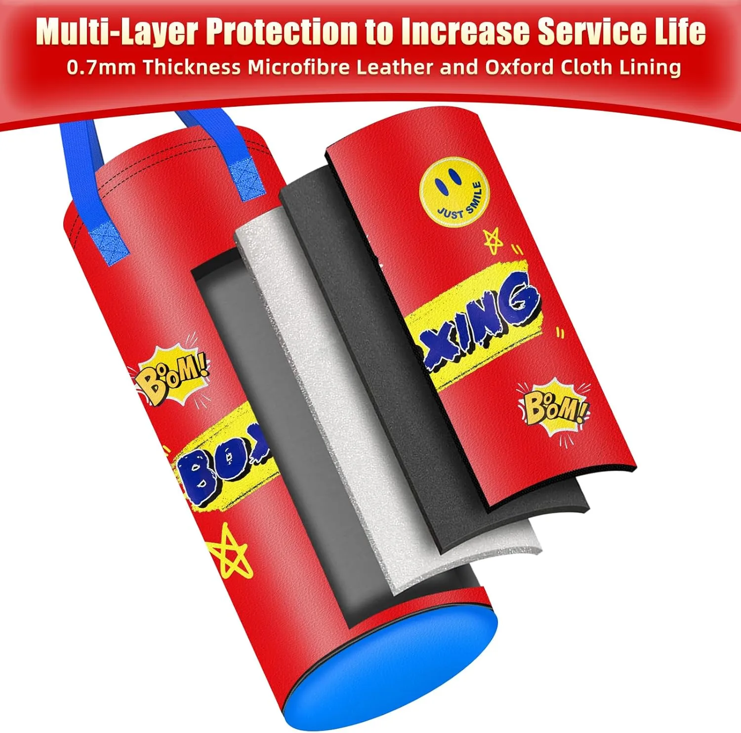 Hanging Punching Bag for Kids, 2FT PU Leather Kicking Bag with Boxing Bag Gloves, Heavy Bag Boxing Equipment for Training Karate Muay Thai Kick Taekwondo(Unfilled)