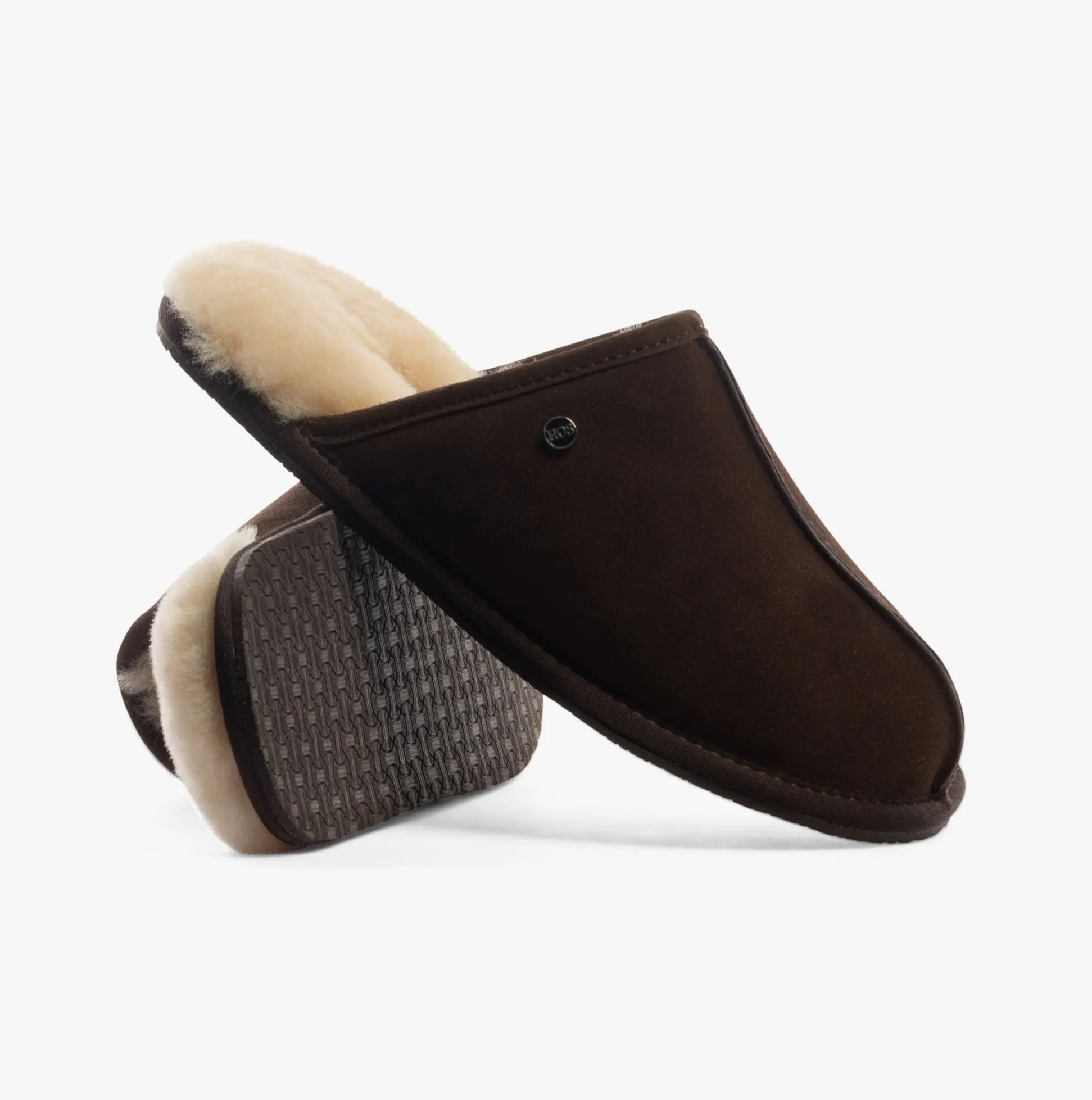 HOS Sheepskin EDWIN Mens Slippers Espresso