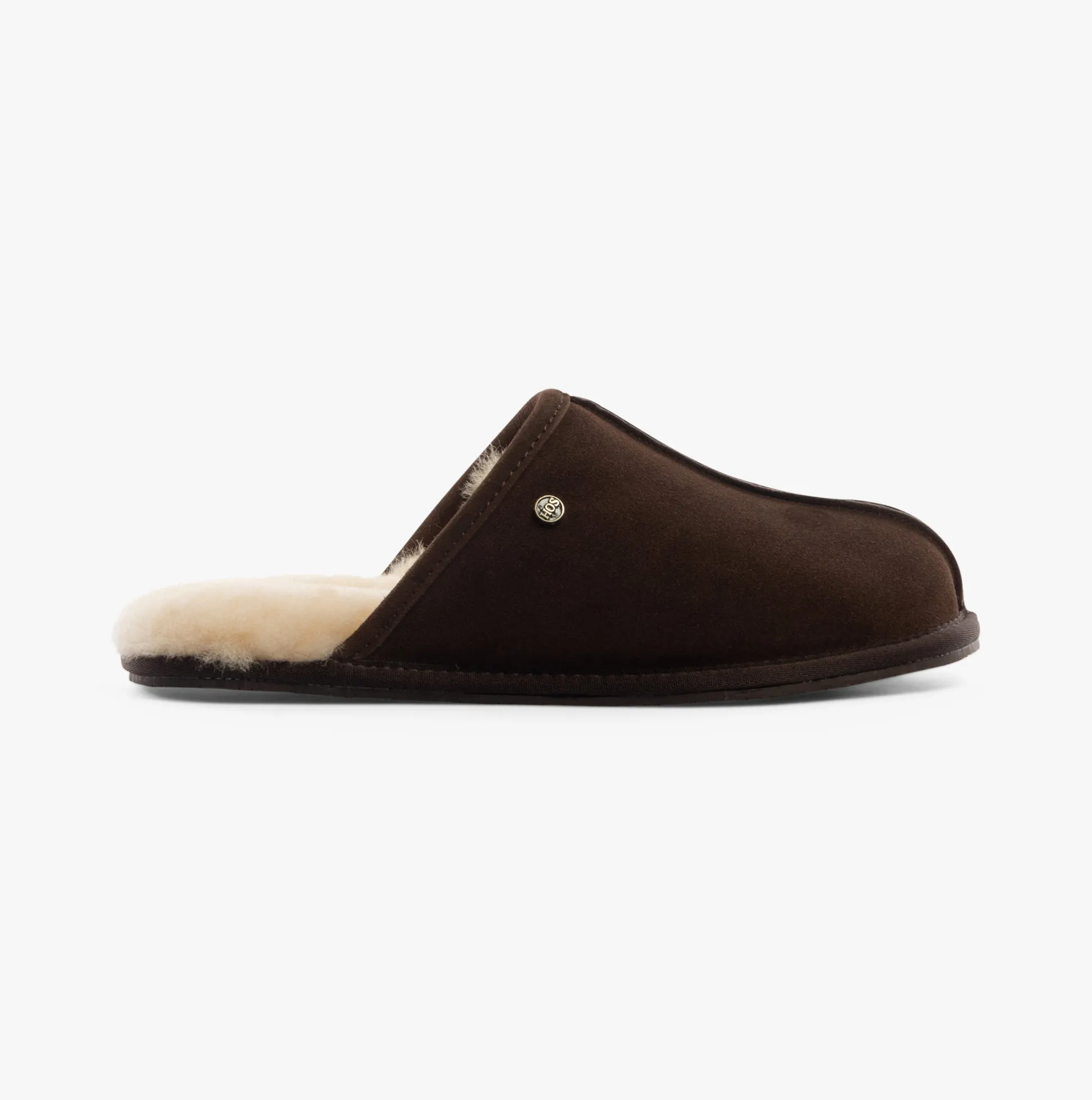HOS Sheepskin EDWIN Mens Slippers Espresso