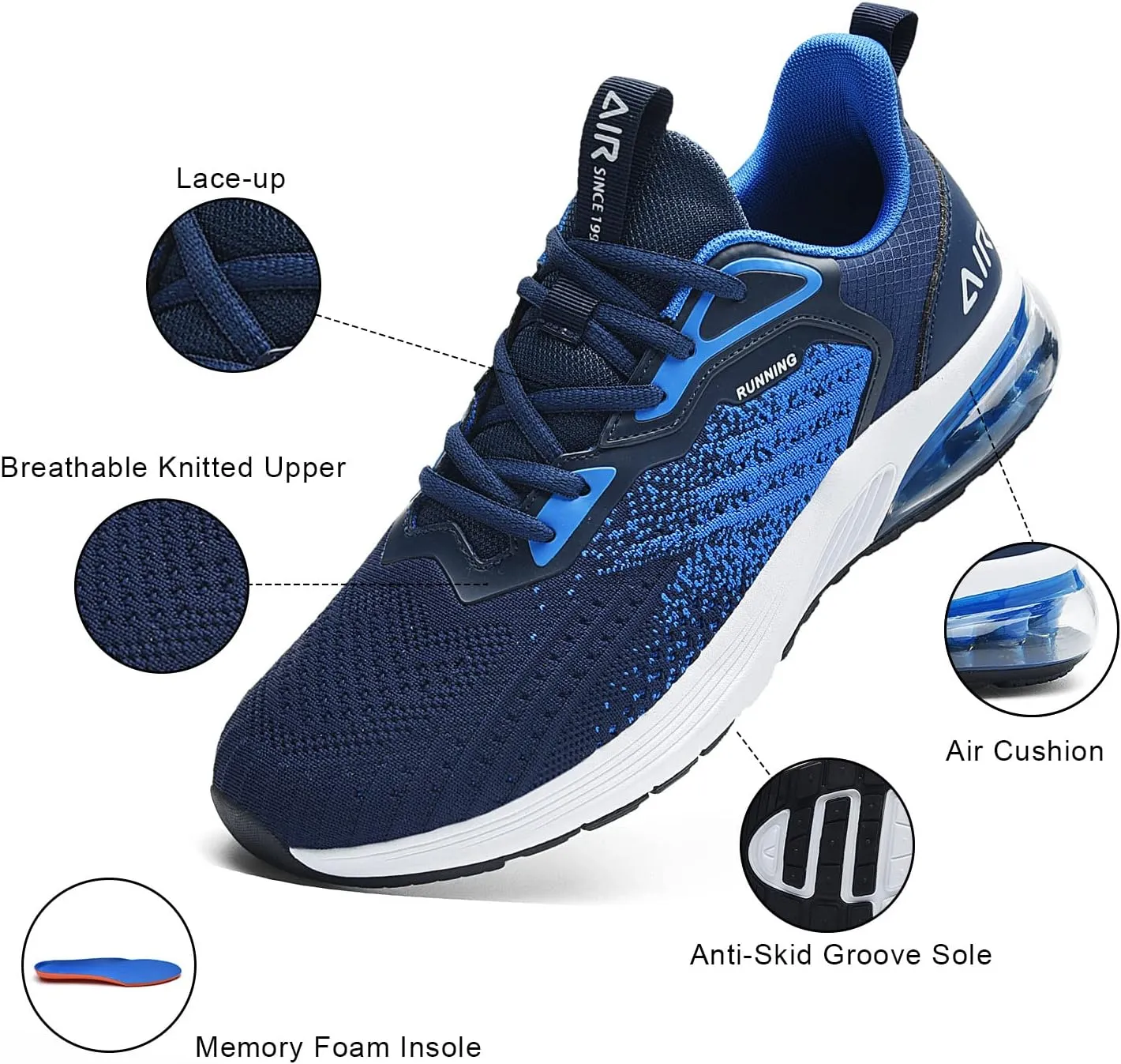 IIV Mens Air Running Shoes Casual Tennis Walking Athletic Gym Fashion Lightweight Slip On Sneakers