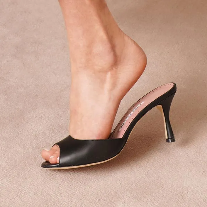 Jada black leather mules