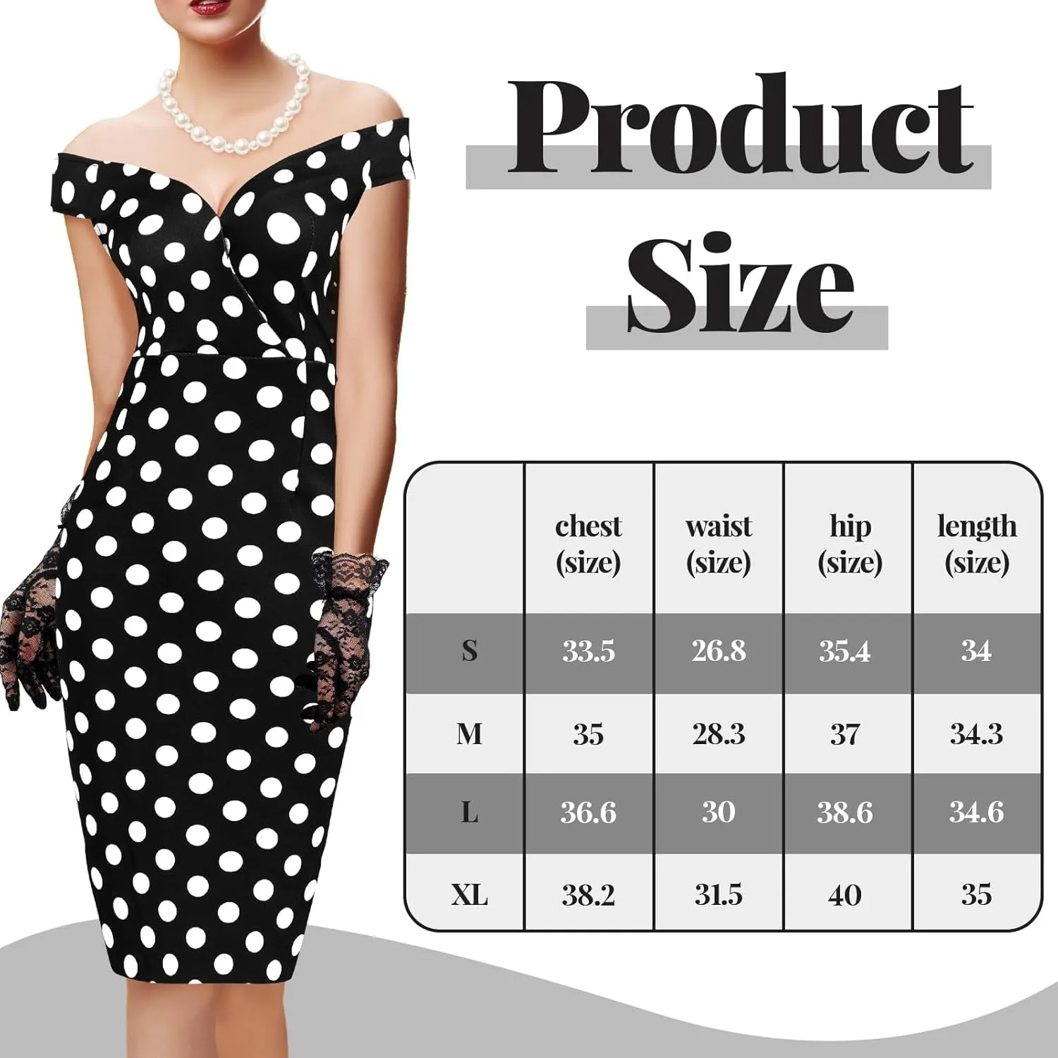 JenPen 5 Pcs Women's Vintage Polka Dot Dress Retro Pencil Dress Floral Spring Costume for Derby Tea Party Cocktail