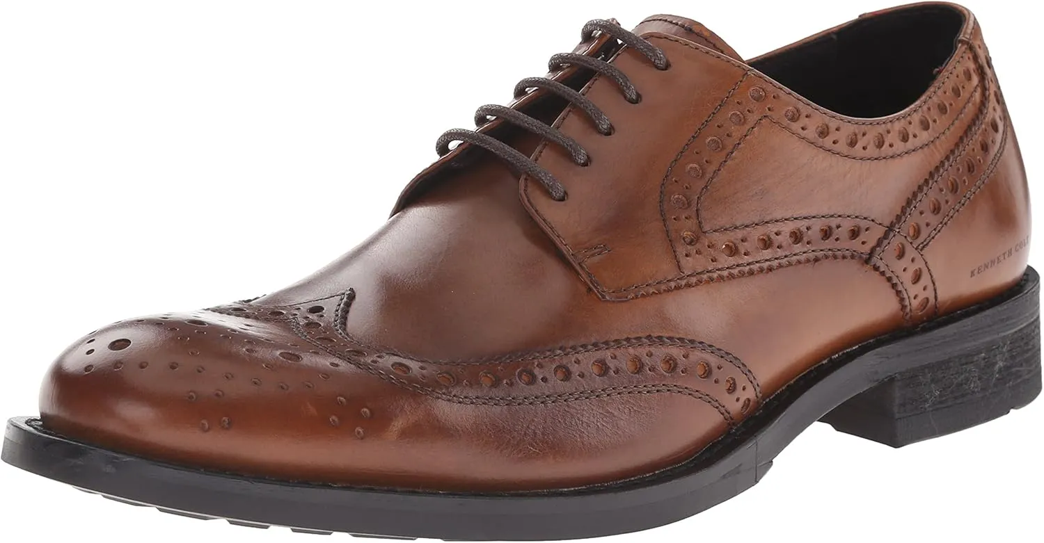 Kenneth Cole New York Men's Gold Mind Oxford, Cognac, 8 M US