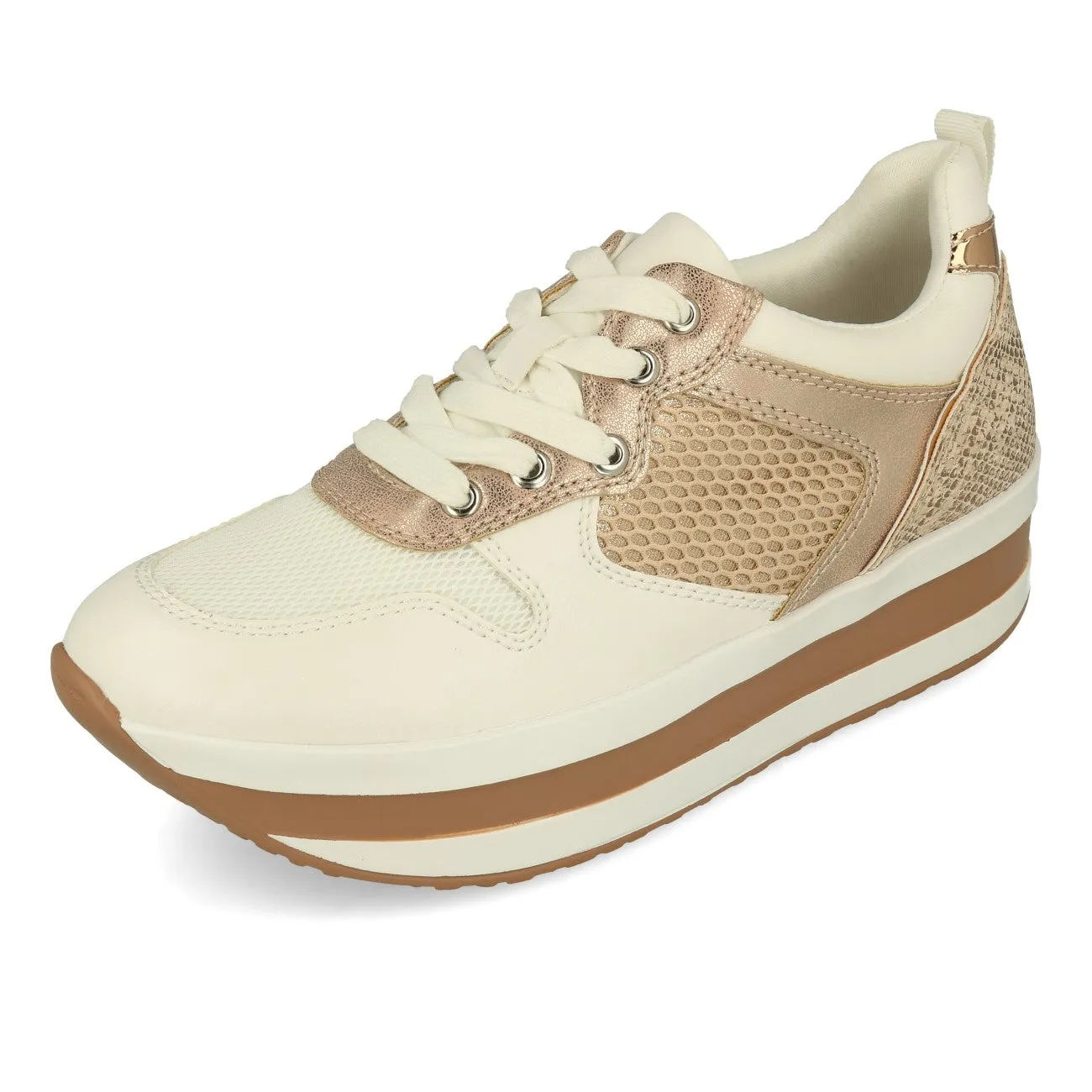 La Strada 2001098 Damen Sneaker White Rolo Pink Mesh