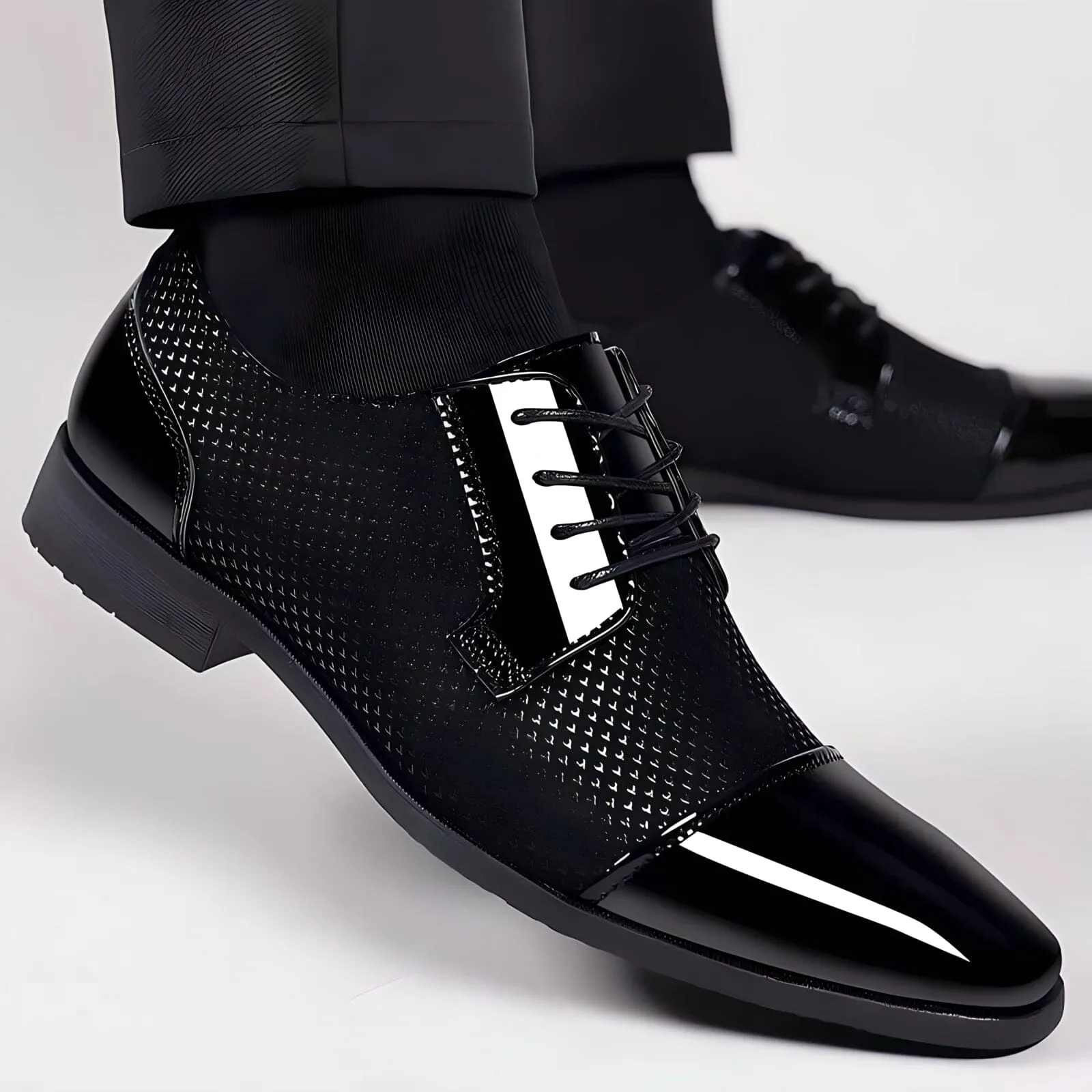 Lace-up shoes with a textured surface