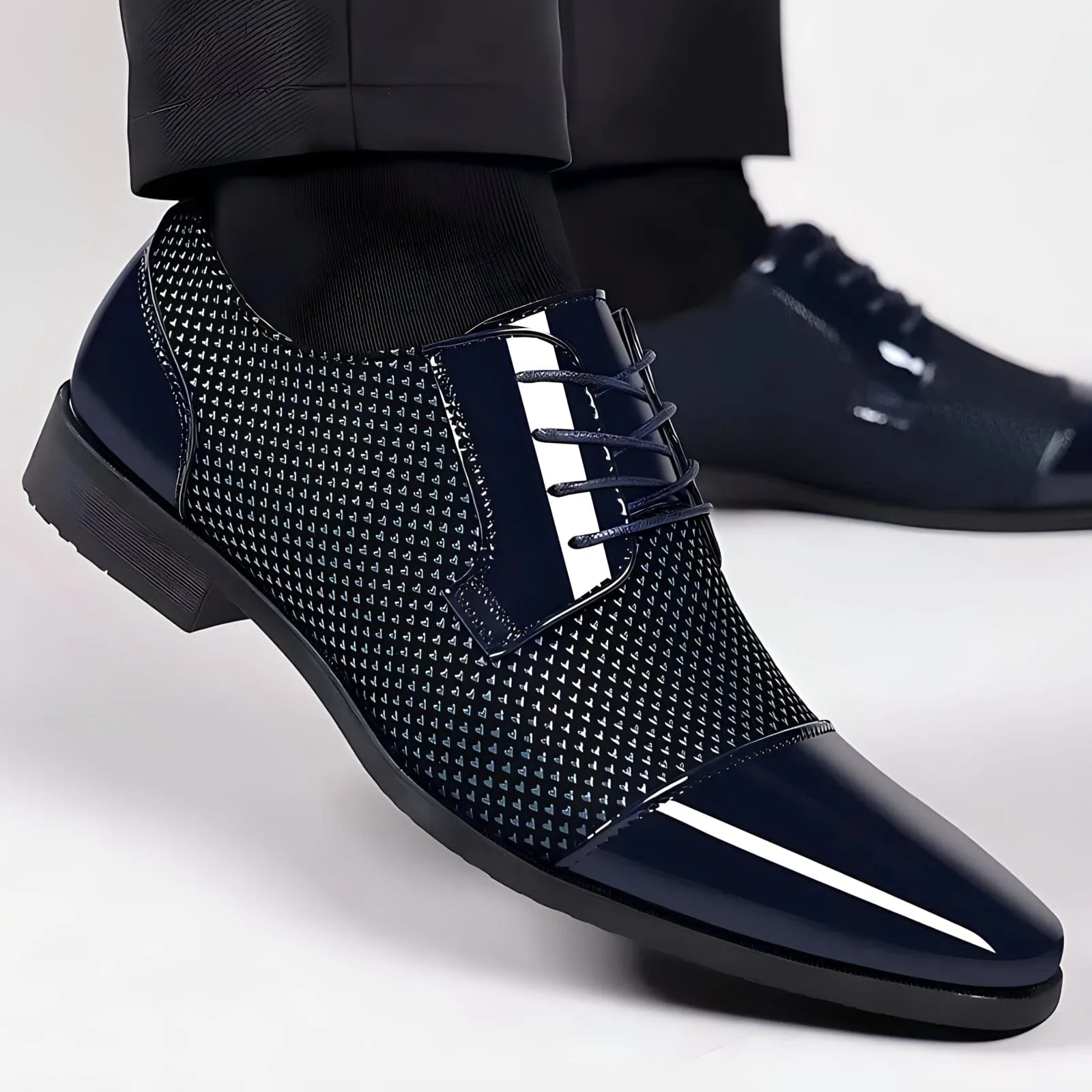 Lace-up shoes with a textured surface