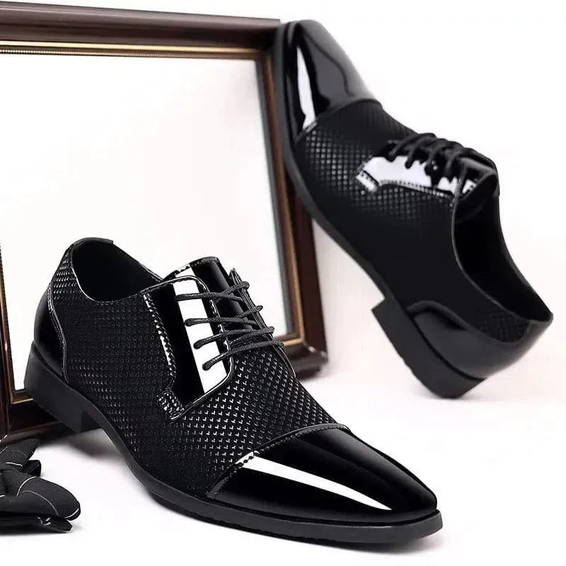 Lace-up shoes with a textured surface