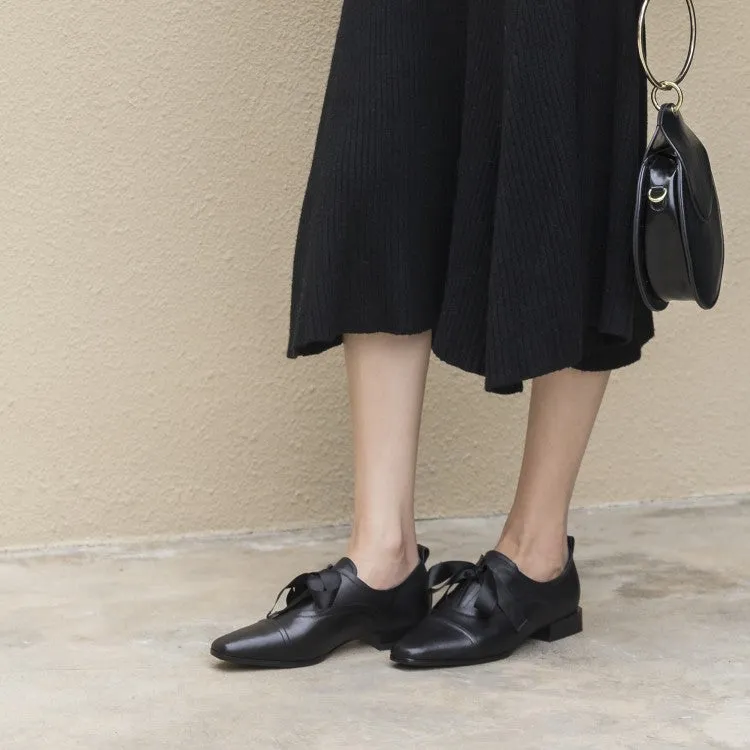 Ladies Square Toe Lace-up Oxford Shoes
