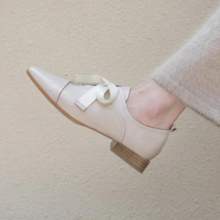 Ladies Square Toe Lace-up Oxford Shoes