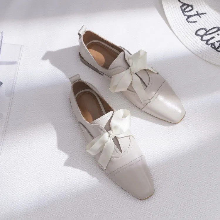 Ladies Square Toe Lace-up Oxford Shoes