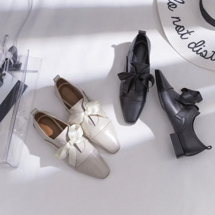 Ladies Square Toe Lace-up Oxford Shoes