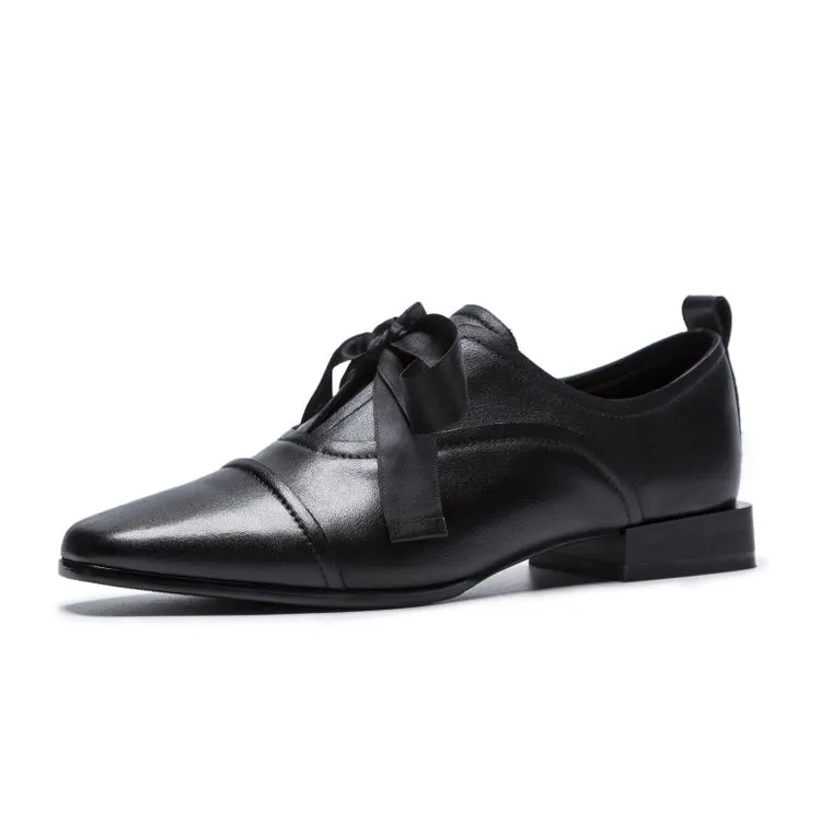 Ladies Square Toe Lace-up Oxford Shoes