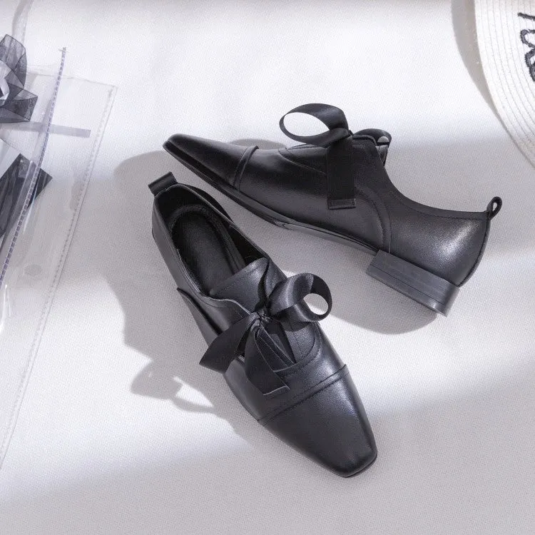 Ladies Square Toe Lace-up Oxford Shoes