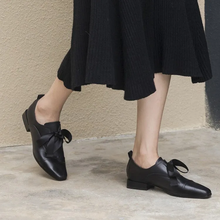 Ladies Square Toe Lace-up Oxford Shoes