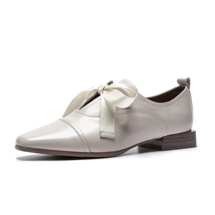 Ladies Square Toe Lace-up Oxford Shoes