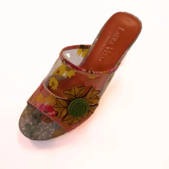 Laura Vita "LUCIAO" Orange Heeled Mule Sandal