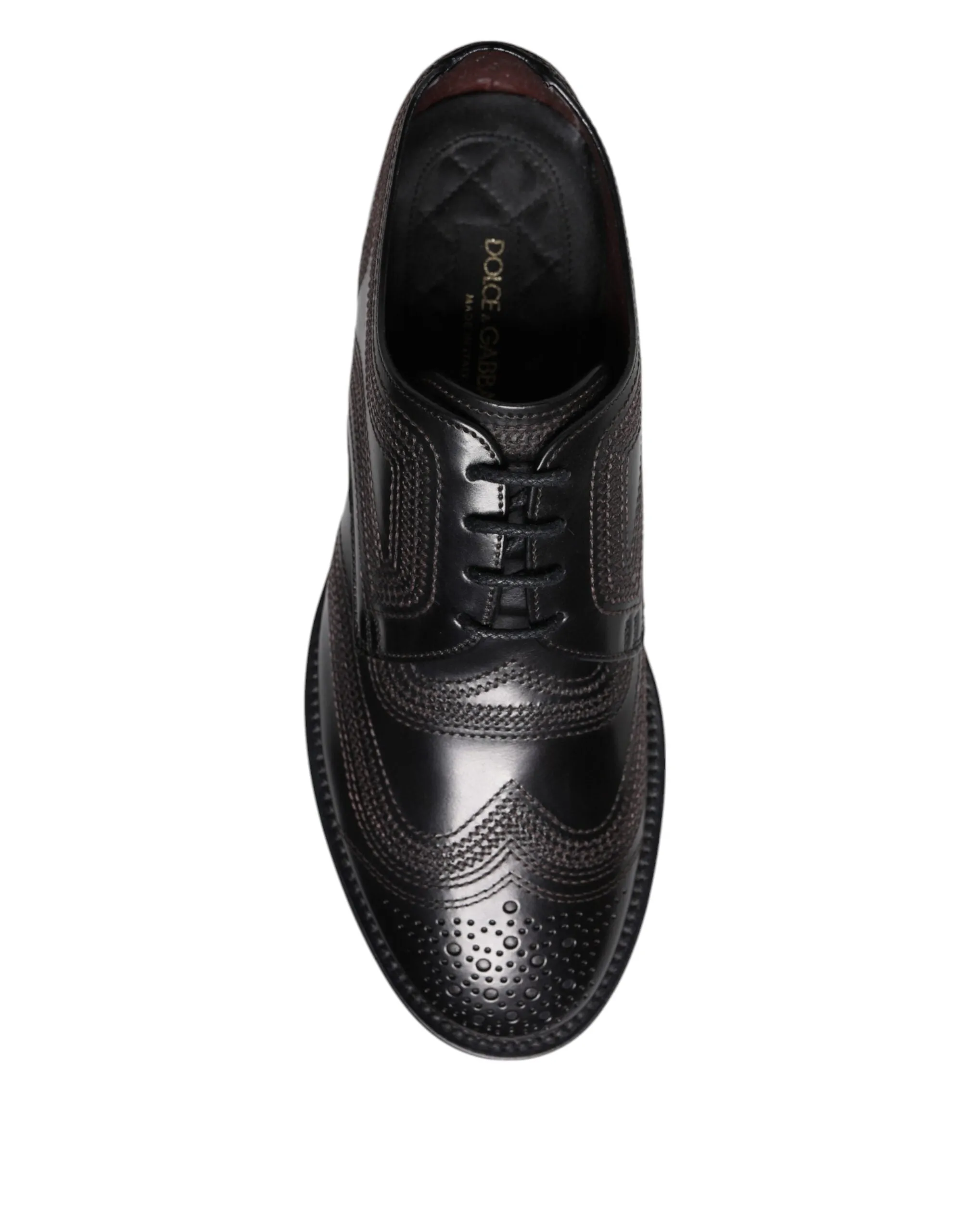 Leather Black Fashion-forward Derby Rapid issue resolution Dolce Embroidered Dress Gabbana & Classic Shoes