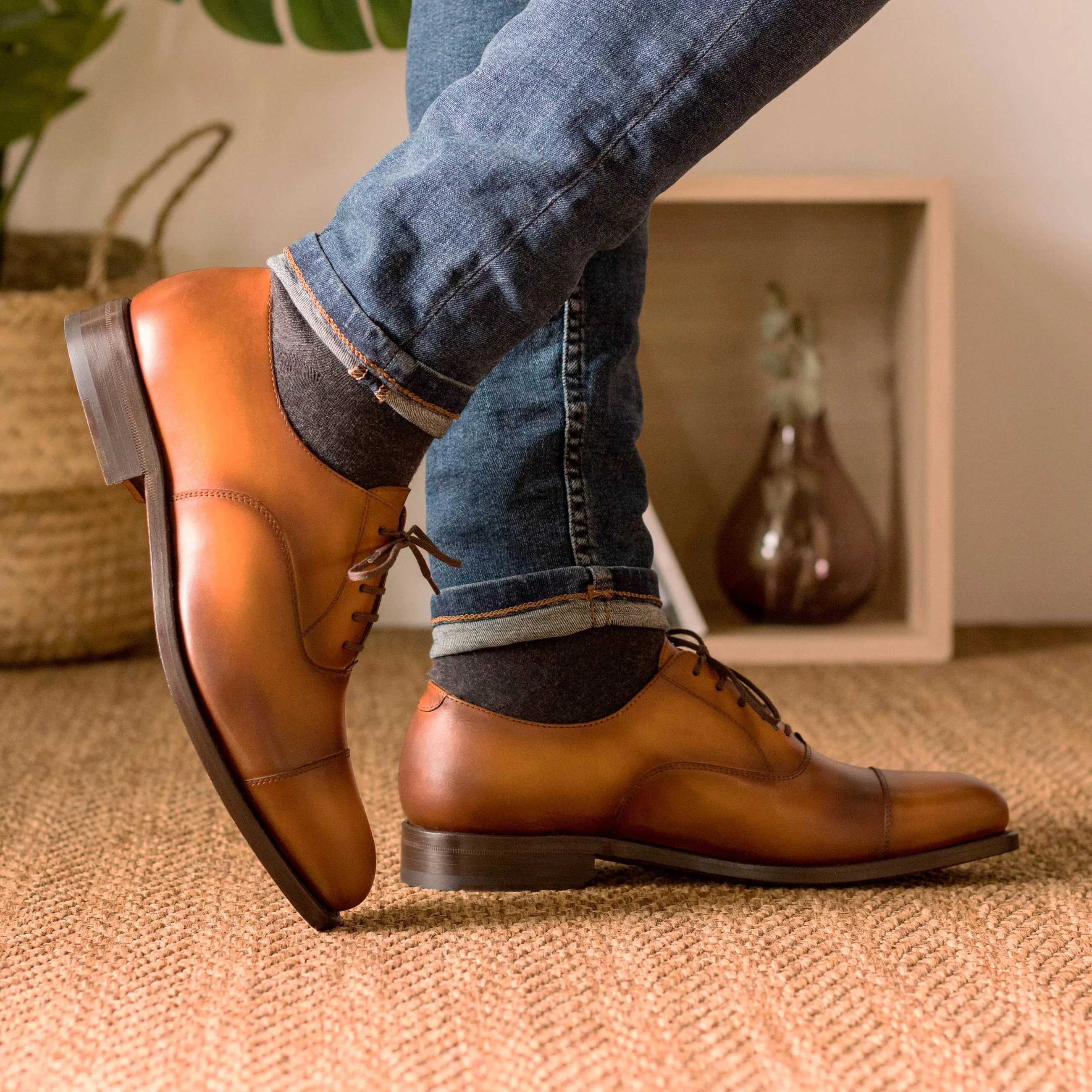 Leather Oxford Zurigo │ Cognac - Brown Soles