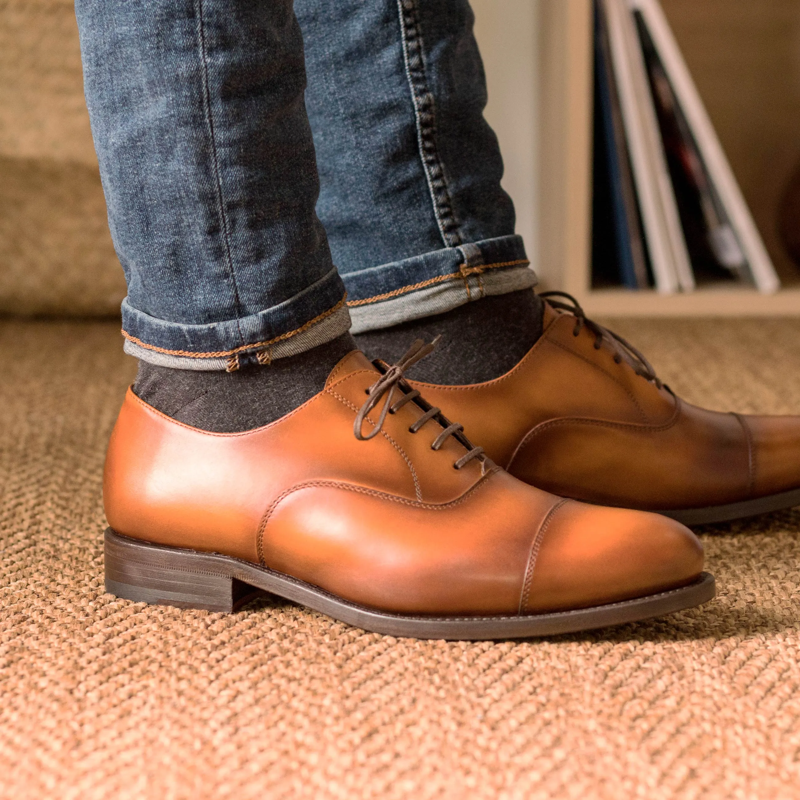 Leather Oxford Zurigo │ Cognac - Brown Soles
