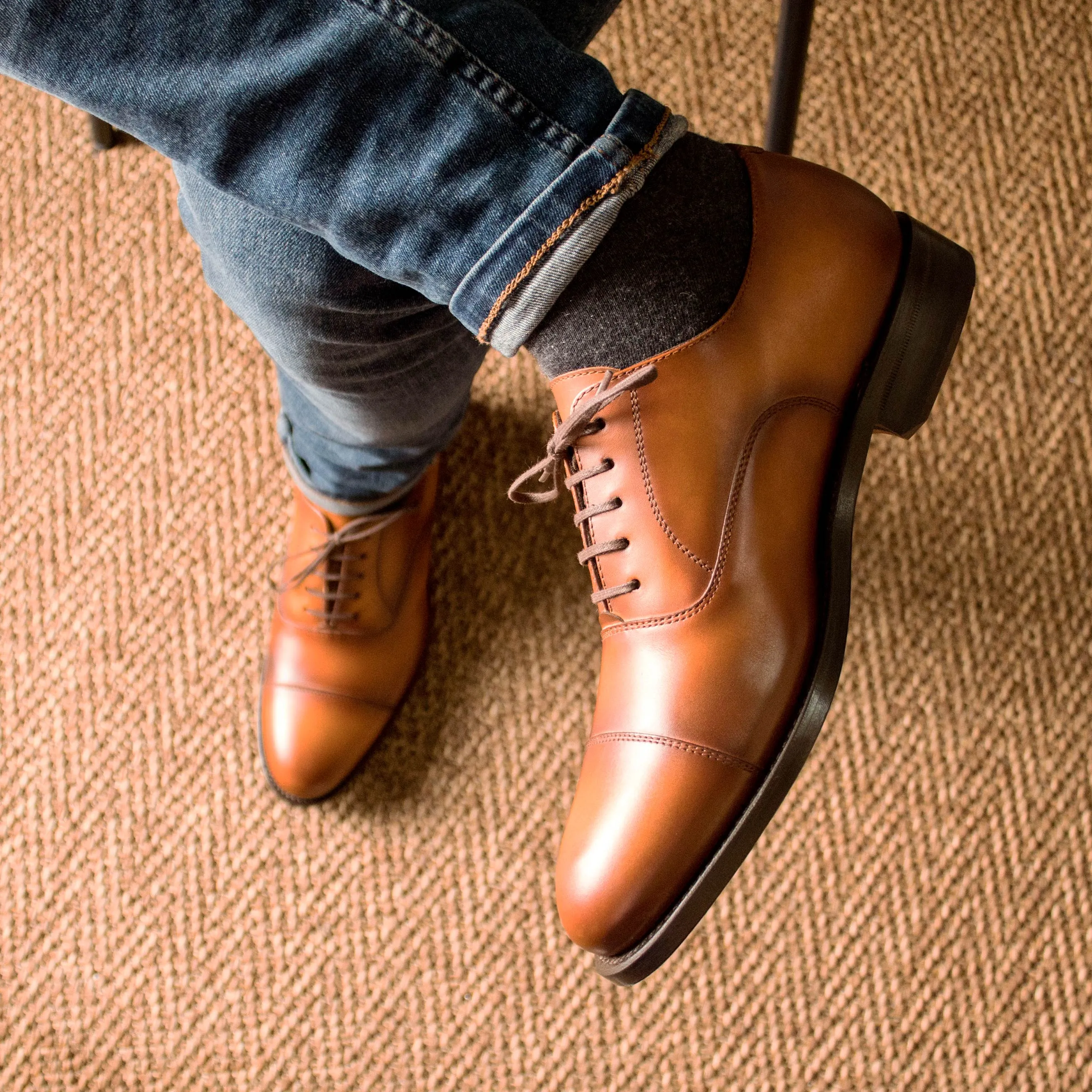 Leather Oxford Zurigo │ Cognac - Brown Soles