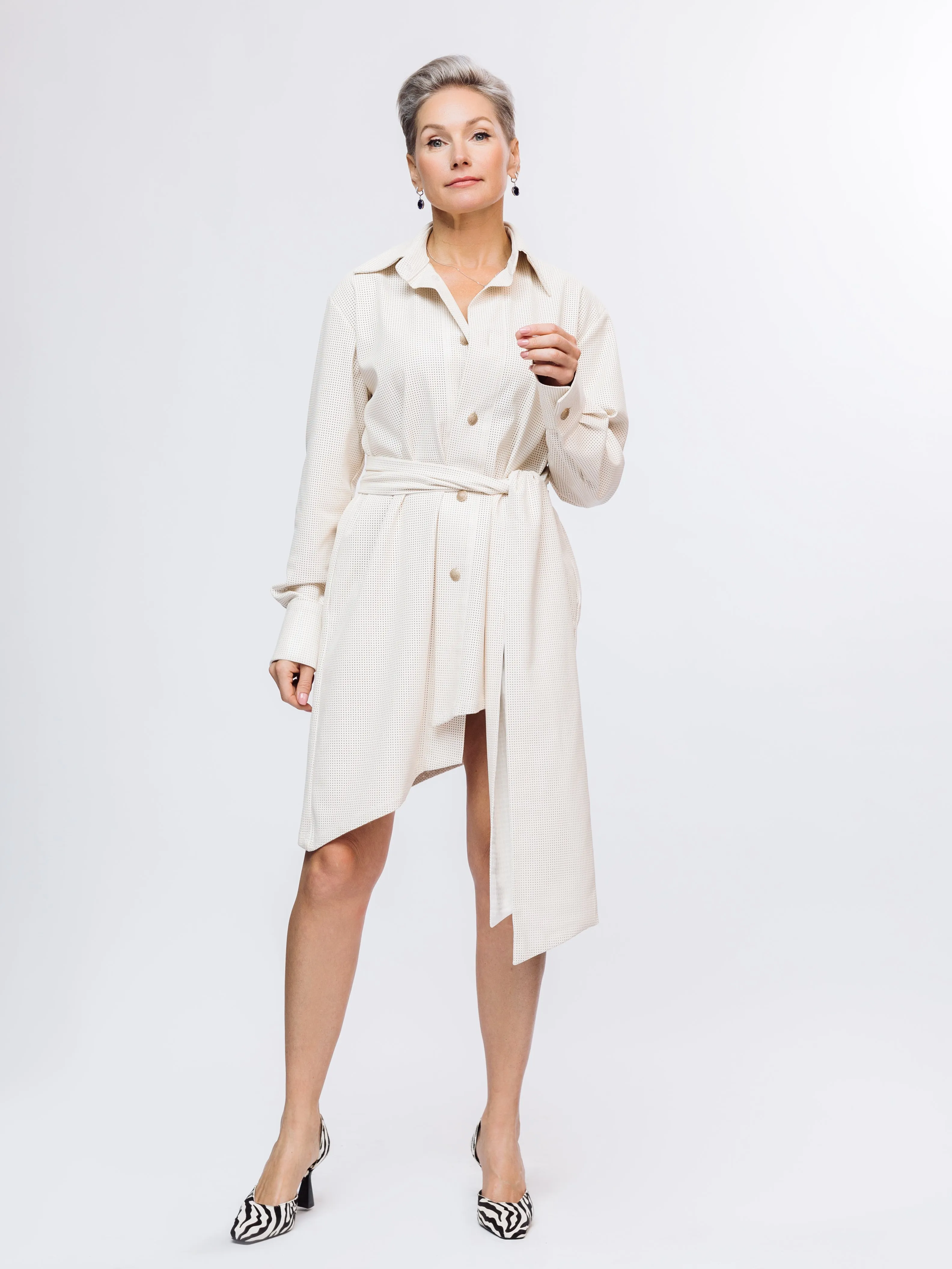 LEATHER SHIRT-DRESS
