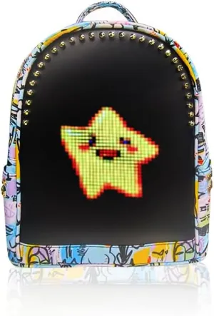 LED Backpack DIY Laptop Backpack Walking Advertising Bag Outdoor Expanded Motorcycle Cycling Backpack for Cycling, T5 (Colorful)
