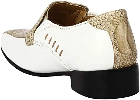 LIBERTYZENO Boys Animal Print Genuine Leather Kids Lace Up Oxford Dress Shoes for Prom Graduation