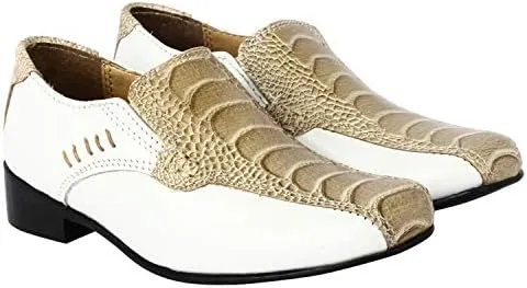 LIBERTYZENO Boys Animal Print Genuine Leather Kids Lace Up Oxford Dress Shoes for Prom Graduation