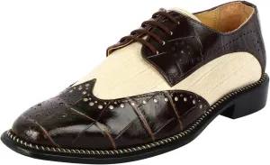 LIBERTYZENO Mens Genuine Leather Adults Wingtip Lace Up Oxford Dress Shoes for Prom Graduation