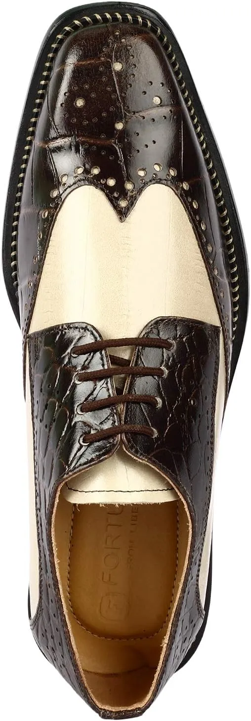 LIBERTYZENO Mens Genuine Leather Adults Wingtip Lace Up Oxford Dress Shoes for Prom Graduation