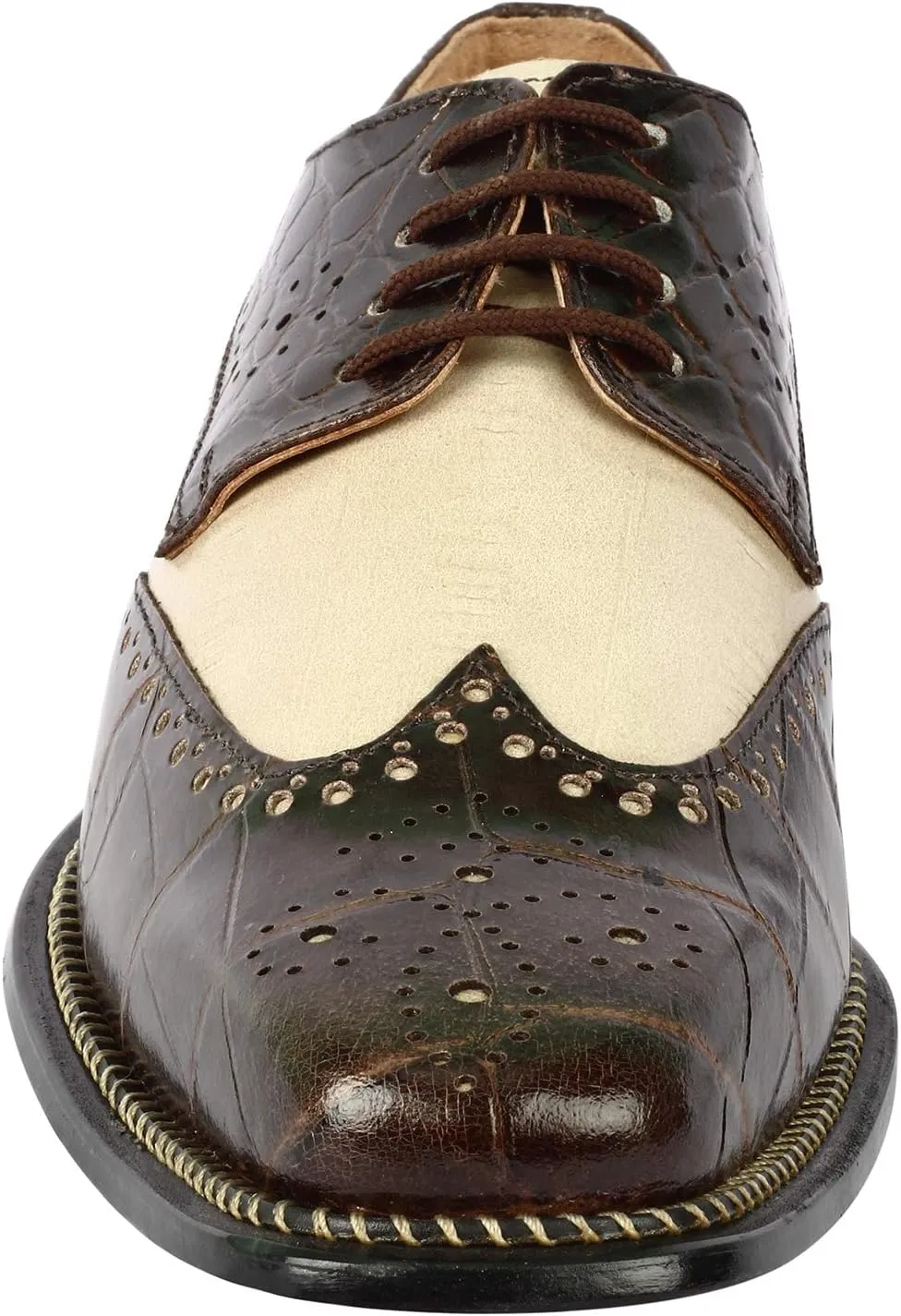 LIBERTYZENO Mens Genuine Leather Adults Wingtip Lace Up Oxford Dress Shoes for Prom Graduation