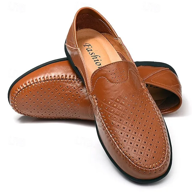 Limited-stock sale Men's Breathable Faux Perforated Leather Loafers Low-cost -