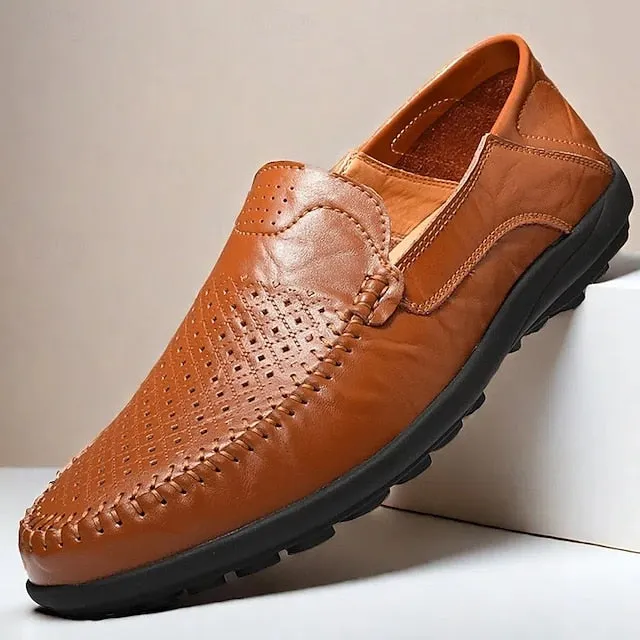 Limited-stock sale Men's Breathable Faux Perforated Leather Loafers Low-cost -