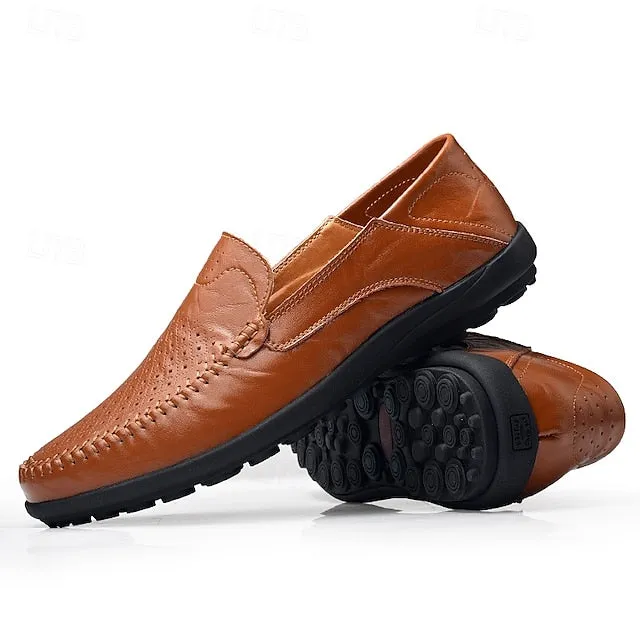 Limited-stock sale Men's Breathable Faux Perforated Leather Loafers Low-cost -