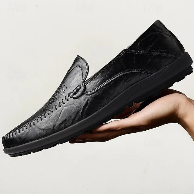 Limited-stock sale Men's Breathable Faux Perforated Leather Loafers Low-cost -