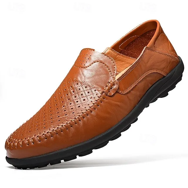 Limited-stock sale Men's Breathable Faux Perforated Leather Loafers Low-cost -