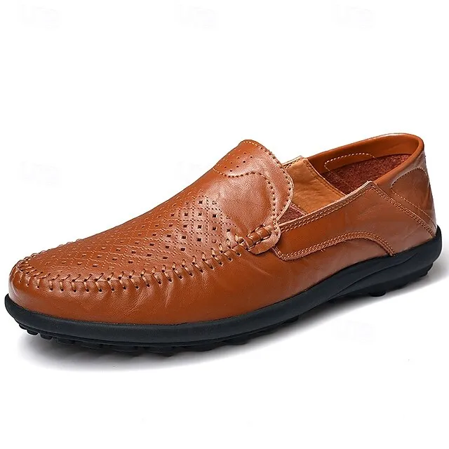 Limited-stock sale Men's Breathable Faux Perforated Leather Loafers Low-cost -