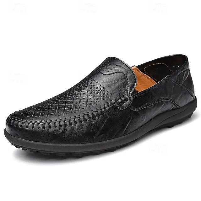 Limited-stock sale Men's Breathable Faux Perforated Leather Loafers Low-cost -