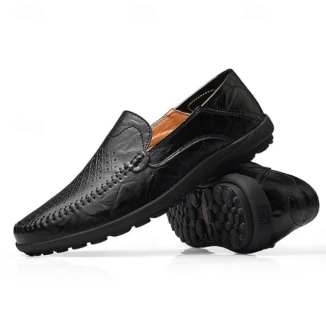 Limited-stock sale Men's Breathable Faux Perforated Leather Loafers Low-cost -