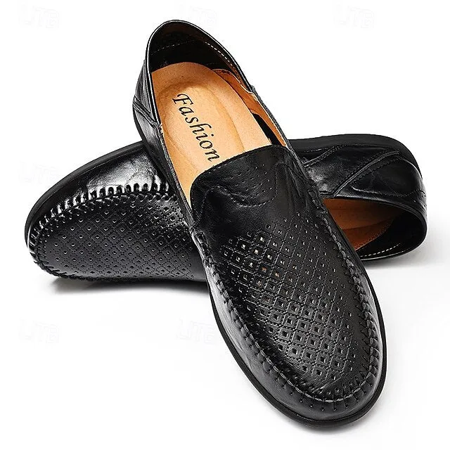 Limited-stock sale Men's Breathable Faux Perforated Leather Loafers Low-cost -