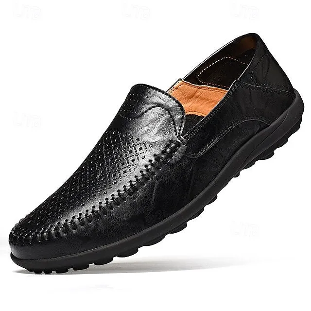 Limited-stock sale Men's Breathable Faux Perforated Leather Loafers Low-cost -