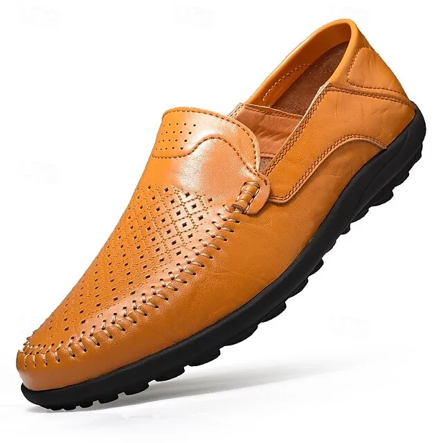 Limited-stock sale Men's Breathable Faux Perforated Leather Loafers Low-cost -