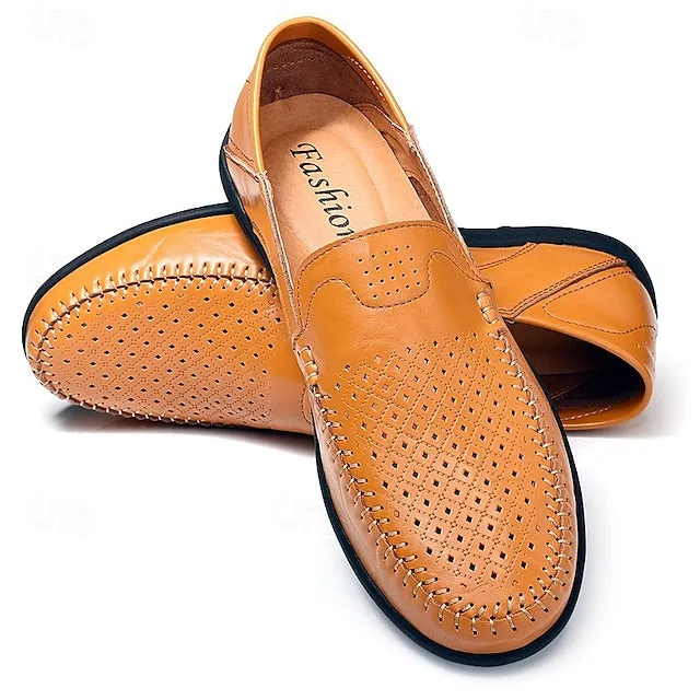 Limited-stock sale Men's Breathable Faux Perforated Leather Loafers Low-cost -