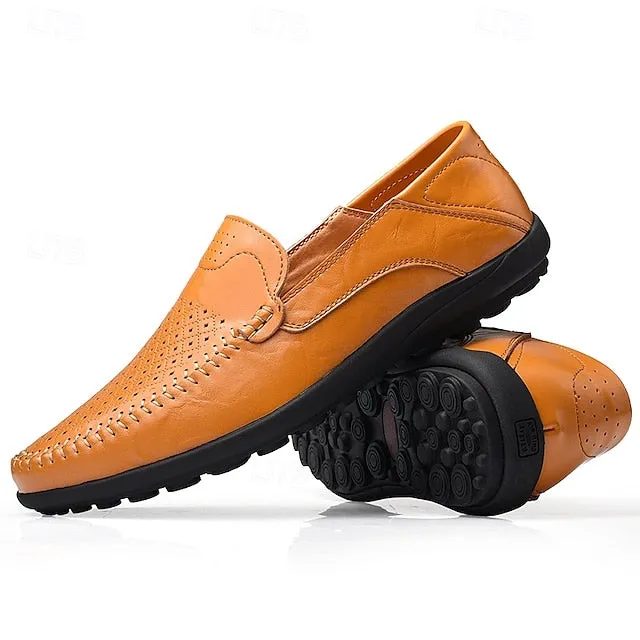 Limited-stock sale Men's Breathable Faux Perforated Leather Loafers Low-cost -